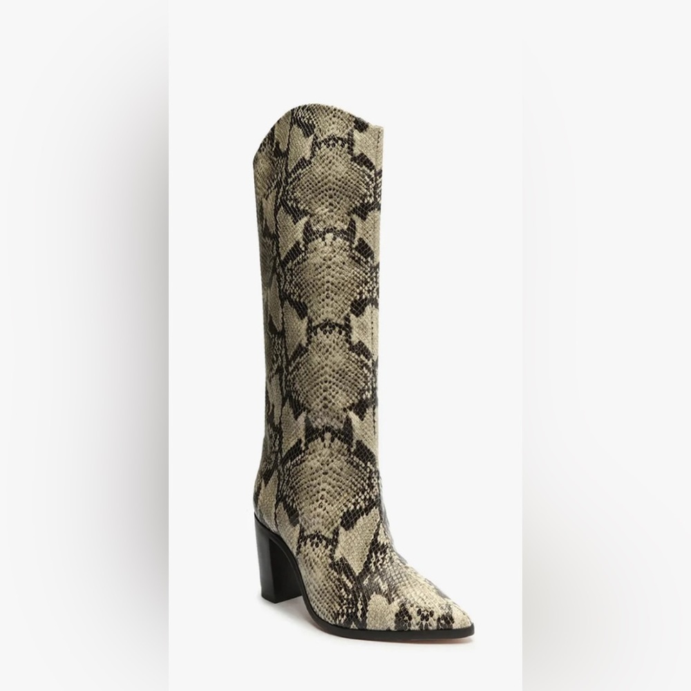 Schutz maryana block heel boots in snakeskin